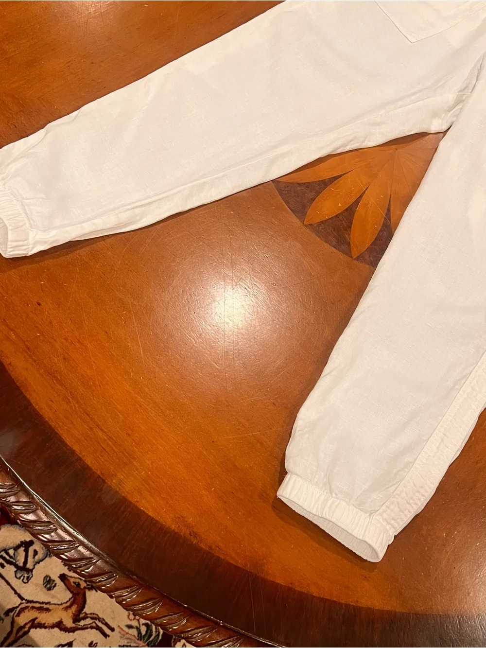 Athleta Women’s Cabo Linen Jogger Pant White 6 Mid-Rise Semi-Fitted Beach Travel